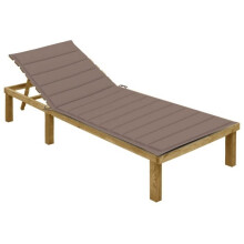 Transat Liegestuhl Sonnenliege Gartenliege Terrassenmöbel mit taupe Kissen imprägniertes Kiefernholz 02_0012534