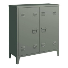 Cassettiera da ufficio - Metallo - 2 porte - Design moderno - 90 x 80 x 33 cm - Grigio scuro