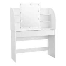 Coiffeuse table de maquillage - Blanc - 10 LED - Miroir inclus - Rangement pratique - Montage simple