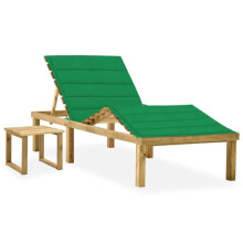 Transat - HELLOSHOP26 - Cadeira de praia em madeira - Resistente às intempéries - Ajustável - Com mesa e almofada