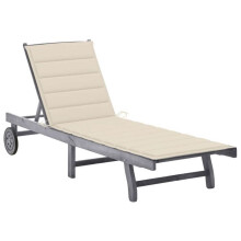 Transat - Acácia - Espreguiçadeira - Almofada Creme - Ajustável - 2 Rodas