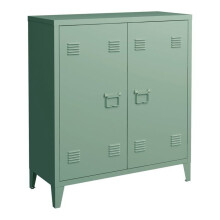 Gabinete de escritório - Metal - 2 portas - Verde pastel - 90 x 80 x 33 cm - Design contemporâneo
