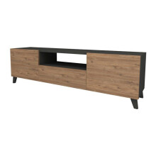 Móvel para TV - Design - 140 cm - Antracite - Efeito carvalho - 3 compartimentos de armazenamento