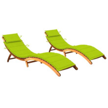 Transat - HELLOSHOP26 - Lote de 2 - Madera de acacia - Plegable - Cojín verde brillante