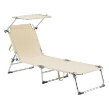 Sonnenliege mit Aluminium-Sonnenschutz Polyestergrau Matt Beige 03_0006412