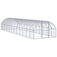 Hühnerstall - HELLOSHOP26 - 3 x 12 x 2 m - Verzinkter Stahl - Außen - Grau