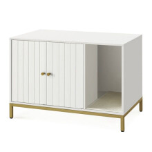 Toilettenhuis 52 x 50 x 41,9 cm voor kat met verborgen kattenbak en krabmat, hoge poten, bijzettafel 12_0006339