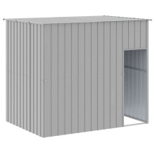 Nicho para cachorro - HELLOSHOP26 - Telhado claro - Aço galvanizado - Cinza - Grande modelo