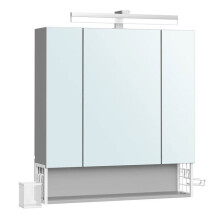 Badezimmermöbel - HELLOSHOP26 - Wandschrank mit Spiegel - 3 Türen - USB-Anschlüsse - Hängender Korb