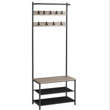Meuble d’entrée - HELLOSHOP26 - 4-en-1 - Banc avec étagère à chaussures - 9 crochets - 32,2 x 64 x 180 cm