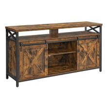 Móvel para TV - HELLOSHOP26 - Suporte até 65 polegadas - 2 prateleiras ajustáveis - Design industrial - Marrom rústico