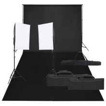Kit de studio photo - HELLOSHOP26 - 02_0042427 - Éclairage 5500K - Toile de fond noire - Rangement facile