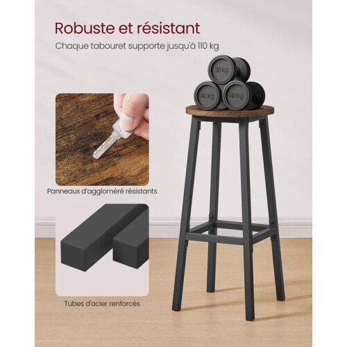 Barkrukken - HELLOSHOP26 - Set van 2 - Hoogte 74 cm - Metaal - Timloos design 1