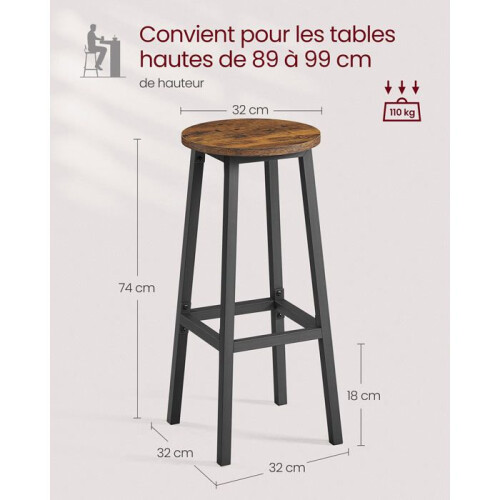 Barkrukken - HELLOSHOP26 - Set van 2 - Hoogte 74 cm - Metaal - Timloos design 2