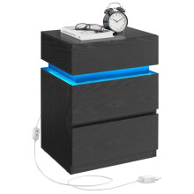 Mesa de cabeceira - HELLOSHOP26 - Moderna - 3 gavetas - Iluminação LED multicolorida - 55 cm de altura