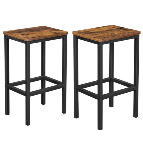Sgabelli da bar - HELLOSHOP26 - Set di 2 - Stile industriale - Marrone rustico - Ferro nero