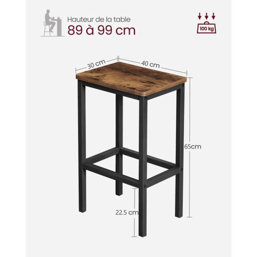 Sgabelli da bar - HELLOSHOP26 - Set di 2 - Stile industriale - Marrone rustico - Ferro nero 1