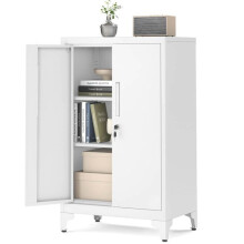 Caixão de escritório - HELLOSHOP26 - 40 x 60 x 90 cm - Metal - Branco fosco - Seguro com fechadura