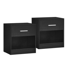Mesa de cabeceira - HELLOSHOP26 - Conjunto de 2 - Preto - 1 gaveta - Design contemporâneo