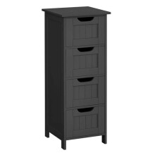Móvel de banheiro - HELLOSHOP26 - Coluna com 4 gavetas - Preto de tinta - MDF - Compacto 30x30x82cm