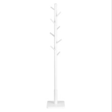 Portemanteau - HELLOSHOP26 - Bois massif - 30 x 30 x 175 cm - 8 patères - Blanc