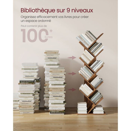 Libreria - HELLOSHOP26 - Albero - 8 livelli - 50 x 24 x 141,5 cm - Marrone rustico 1
