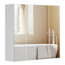 Armoire murale - HELLOSHOP26 - 3 portes - Miroir - Blanc - 60 x 15 x 55 cm