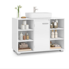 Móvel sob pia - HELLOSHOP26 - Armário de banheiro - Branco - 6 compartimentos - Dimensões 30x90x60 cm