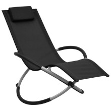 Transat chaise longue, tumbona, cama de jardín, mueble de terraza, mueble de exterior para niños, acero negro