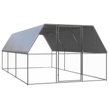 Hühnerstall - HELLOSHOP26 - 3x6x2m - Verzinkter Stahl - Wasserfest - Tür mit Schloss