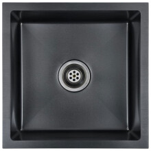 Fregadero de cocina hecho a mano con colador negro de acero inoxidable 02_0002368