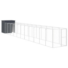 Nichos para cães com quintal - HELLOSHOP26 - 165 x 127 x 181 cm - Aço galvanizado - Exterior - Antracite