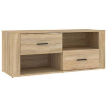 Meuble TV - HELLOSHOP26 - Buffet TV - Chêne Sonoma - 100 x 35 x 40 cm - Rangement pratique