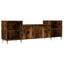 Meuble TV - HELLOSHOP26 - 160 x 35 x 55 cm - Bois d'ingénierie - Chêne fumé - 6 compartiments