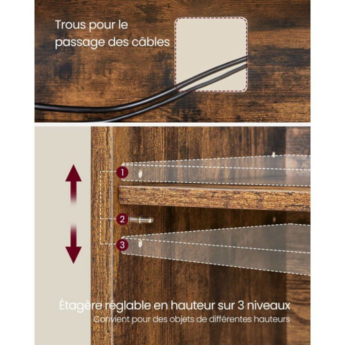 Móvel para TV - HELLOSHOP26 - 65 polegadas - Estilo industrial - 2 prateleiras abertas - Aço robusto 1