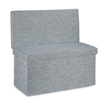Faltbarer Aufbewahrungspouf aus Leinwand 76 cm grau 13_0002782