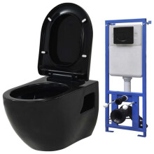 Complete wandtoilet set met verborgen reservoir zwart keramiek 02_0003583