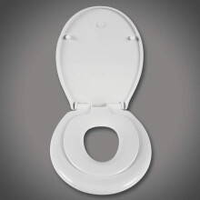 WC-Sitz für Kinder, familienfreundlicher Toilettensitz mit sanftem Schließmechanismus, weiß