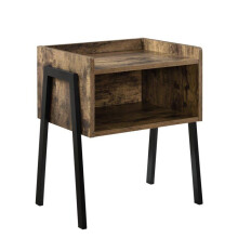 Mesa de cabeceira de noite, mesa cómoda, pés em metal, 52 cm, efeito madeira e