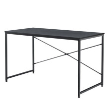 Bureau de trabalho de computador mesa metal e MDF 120 cm preto 03_0003512