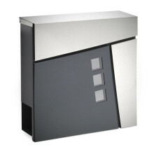 Buzón de diseño de pared con compartimento para periódicos de acero inoxidable antracita 16_0000099