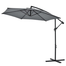 Parasol decentrato esagonale con manovella inclinabile impermeabile UV diametro 270 cm grigio 03_0005912