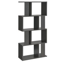 Bibliothèque pour salon meuble de rangement stockage avec plusieurs étagères MDF mélaminé 130 cm gris foncé 03_0001074