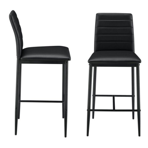Conjunto de 2 banquetas de bar com pé em aço, assento sintético e altura.