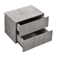 Mesa de cabeceira de noite armário de parede com 2 gavetas efeito betão cinza 03_0000822