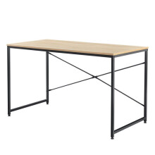 Bureau poste de trabalho computador mesa MDF 120 cm bege e preto 03_0003511