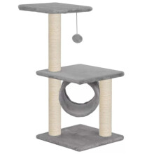 Arranha-céu para gatos, arranhador, abrigo, brinquedo para animais de pelúcia em sisal 65 cm cinza 3702276