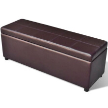 Bruine houten opbergbank met poef en tabouret 3002030