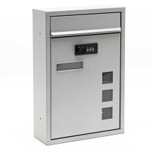 Buzón de pared de diseño moderno con cerradura de combinación de acero galvanizado plateado 16_0000065