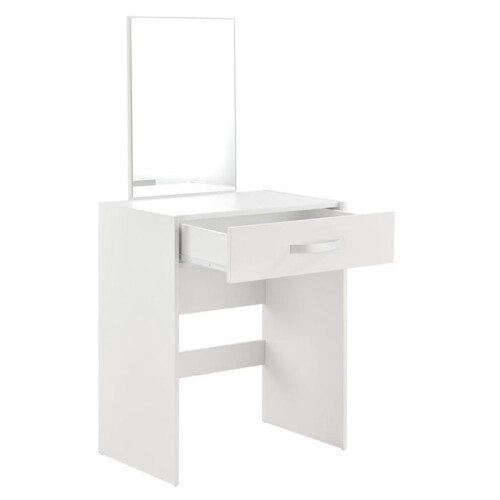 Coiffeuse avec miroir tiroir tabouret commode de coiffure 132 cm blanc 03_0005019